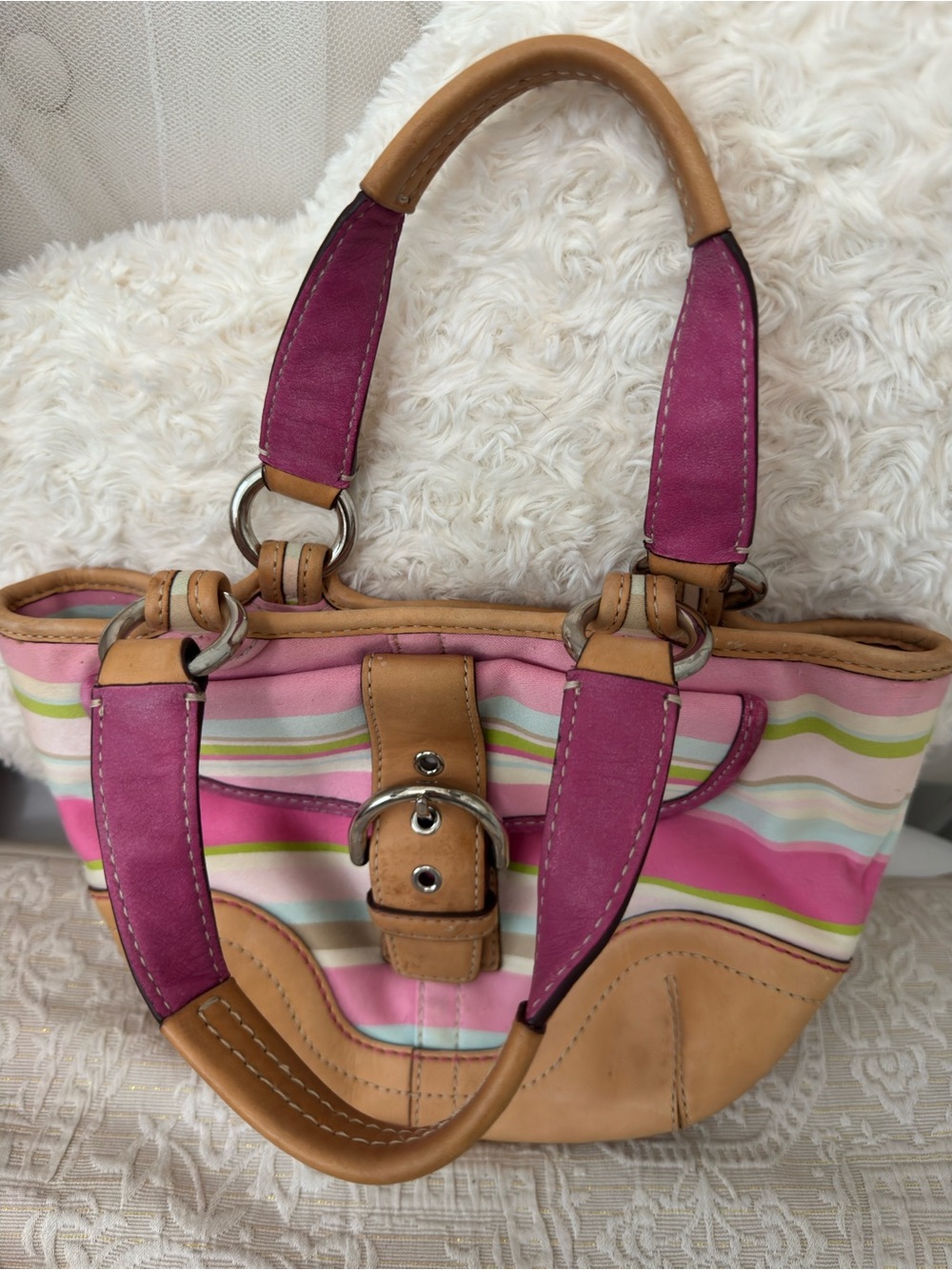 Coach Pink Striped Soho - Picture 4 of 11